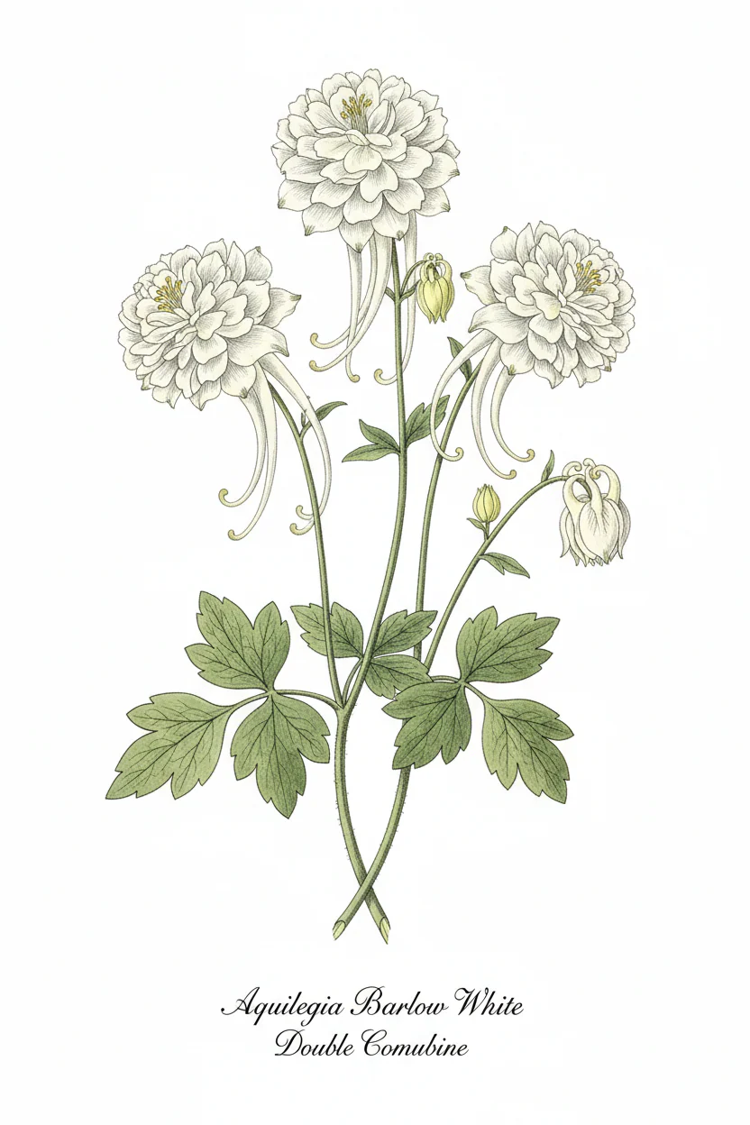 Aquilegia <br>BARLOW WHITE DOUBLE COLUMBINE