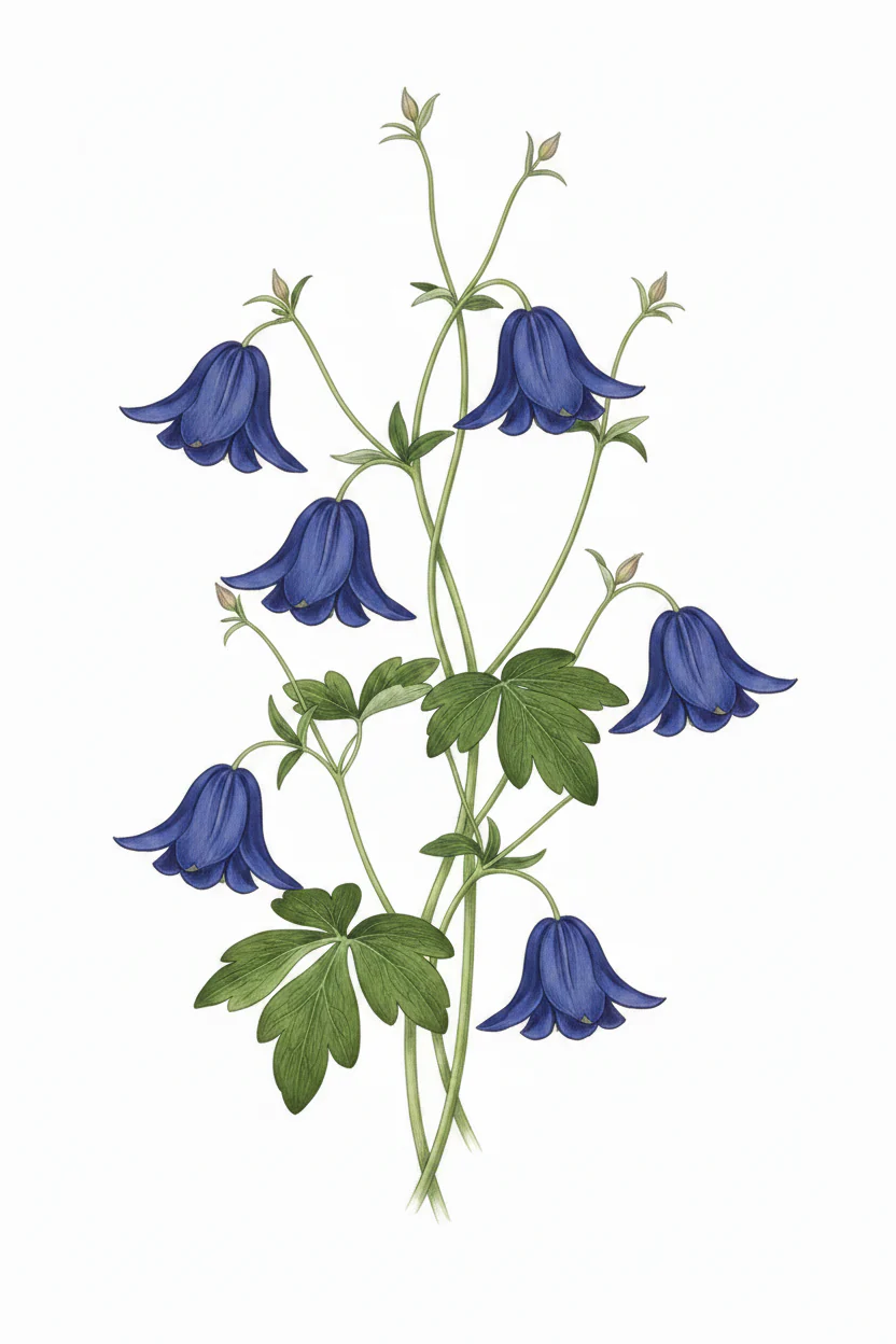 Aquilegia vulgaris <br>BLUE CLEMATIS-FLOWERED COLUMBINE