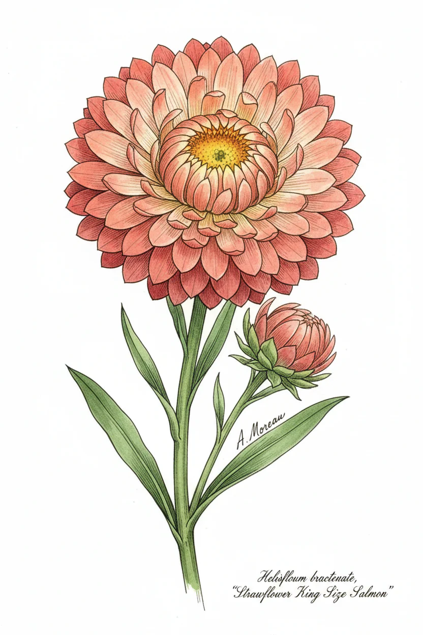 Helichrysum bracteatum <br>STRAWFLOWER KING SIZE SALMON