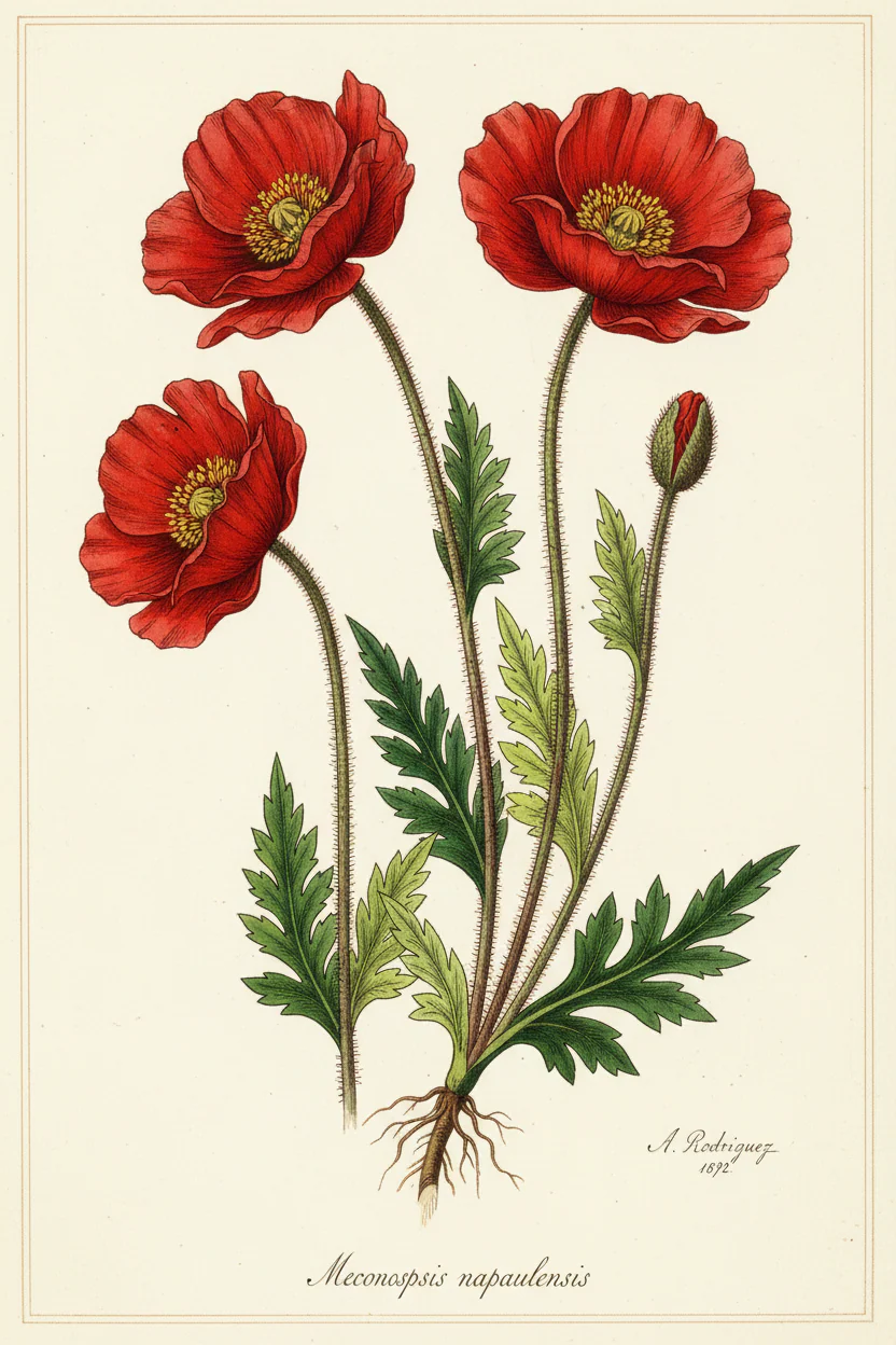 Meconopsis napaulensis <br>RED HIMALAYAN POPPY TIBETAN, SATIN POPPY - Image 2